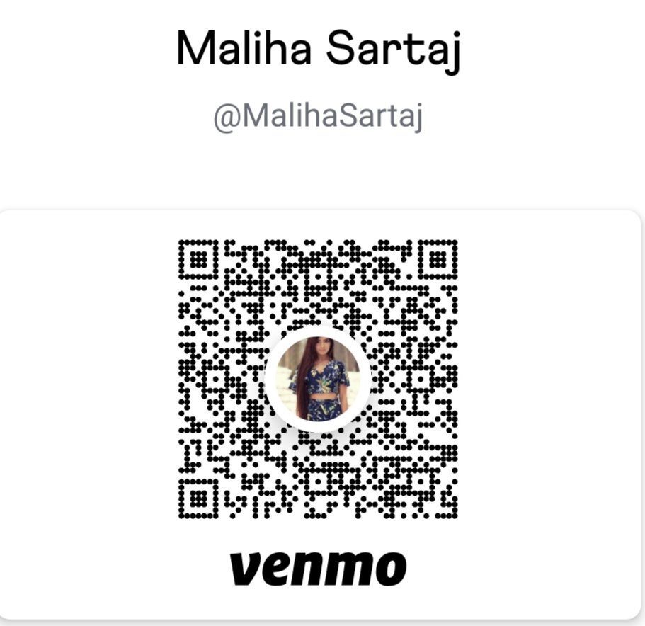 Venmo QR code for Maliha Khan